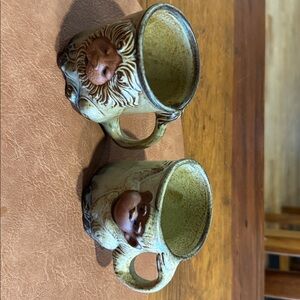 Charming Animal Ceramic Mugs - Brown and Cream